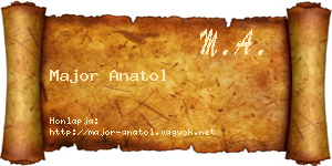 Major Anatol névjegykártya